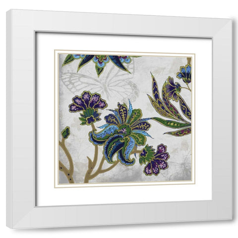 Floral Pattern White Modern Wood Framed Art Print with Double Matting by Grey, Jace