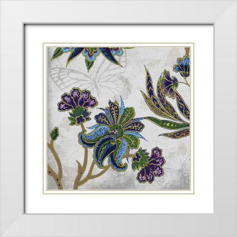 Floral Pattern White Modern Wood Framed Art Print with Double Matting by Grey, Jace