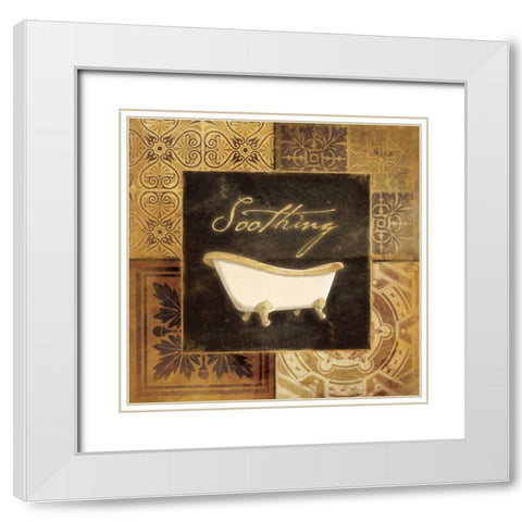 Gold Pattern Bath White Modern Wood Framed Art Print with Double Matting by Grey, Jace