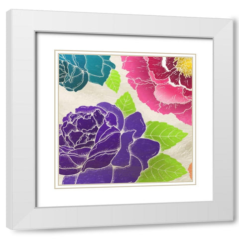 Bright Florals White Modern Wood Framed Art Print with Double Matting by Grey, Jace