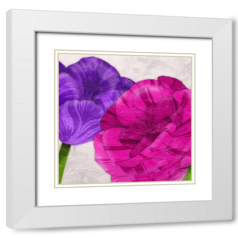 Florals White Modern Wood Framed Art Print with Double Matting by Grey, Jace