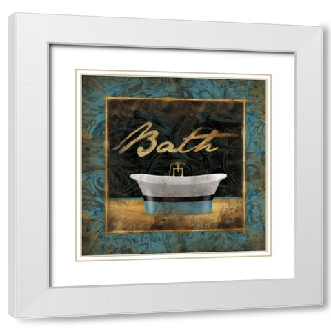 Bath Bordered Blue White Modern Wood Framed Art Print with Double Matting by Grey, Jace