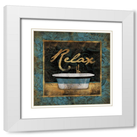 Relax Bordered Blue White Modern Wood Framed Art Print with Double Matting by Grey, Jace