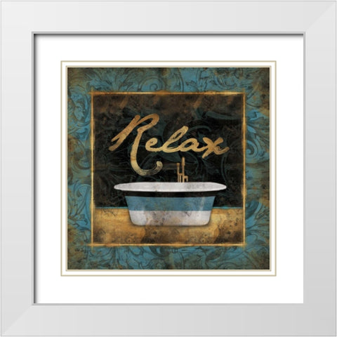 Relax Bordered Blue White Modern Wood Framed Art Print with Double Matting by Grey, Jace