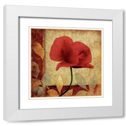 Poppies Patch Mate Bright White Modern Wood Framed Art Print with Double Matting by Grey, Jace