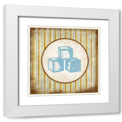 Blocks White Modern Wood Framed Art Print with Double Matting by Grey, Jace