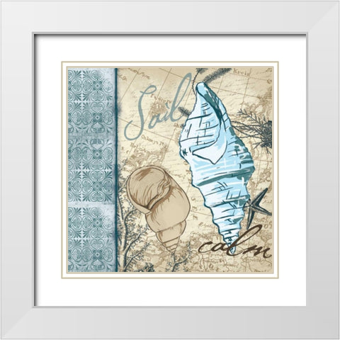 Calm Shell White Modern Wood Framed Art Print with Double Matting by Grey, Jace