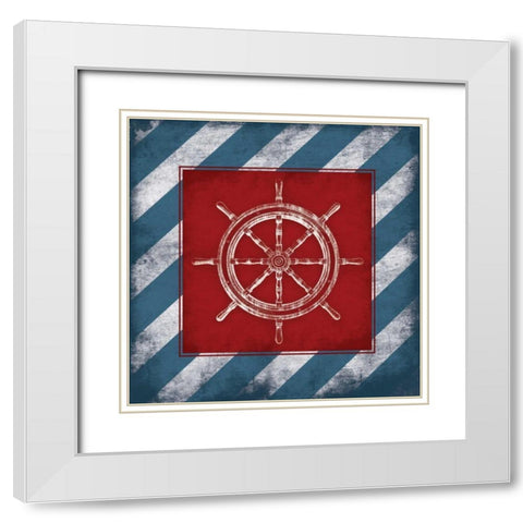 Striped Steering Wheel White Modern Wood Framed Art Print with Double Matting by Grey, Jace