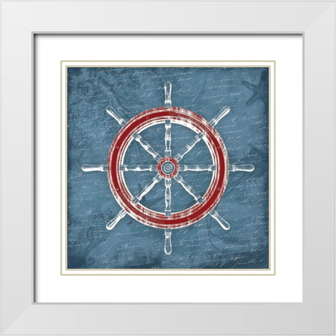 Steering Wheel White Modern Wood Framed Art Print with Double Matting by Grey, Jace