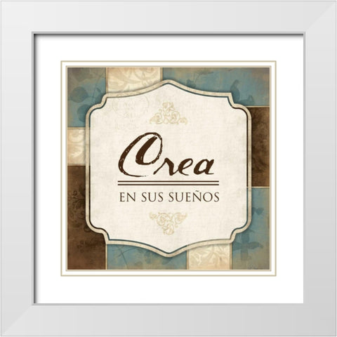 Crea En Sus Suenos White Modern Wood Framed Art Print with Double Matting by Grey, Jace