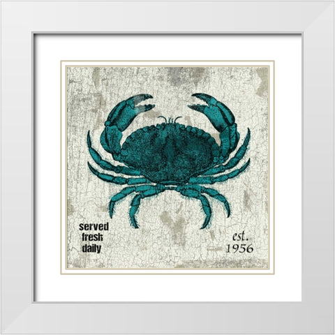 Crab No Band Teal White Modern Wood Framed Art Print with Double Matting by Grey, Jace