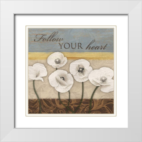 White Poppies White Modern Wood Framed Art Print with Double Matting by Grey, Jace