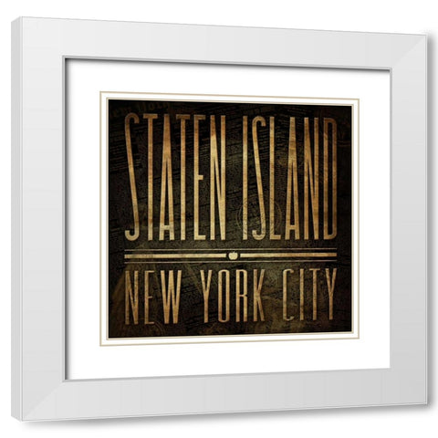 Staten Island Print White Modern Wood Framed Art Print with Double Matting by Grey, Jace