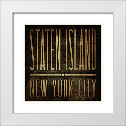 Staten Island Print White Modern Wood Framed Art Print with Double Matting by Grey, Jace