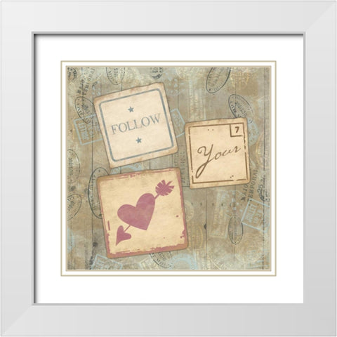 Heart White Modern Wood Framed Art Print with Double Matting by Grey, Jace