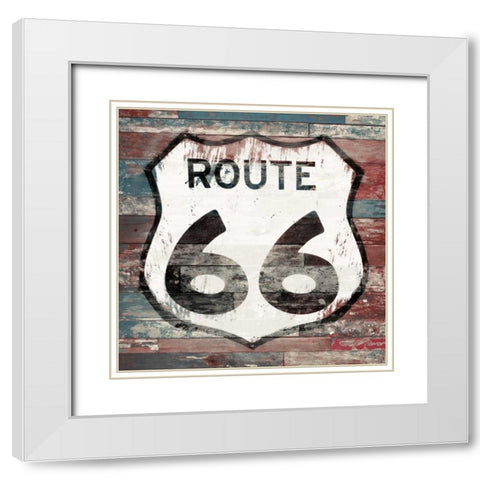 Route 66 sign 1 White Modern Wood Framed Art Print with Double Matting by Grey, Jace