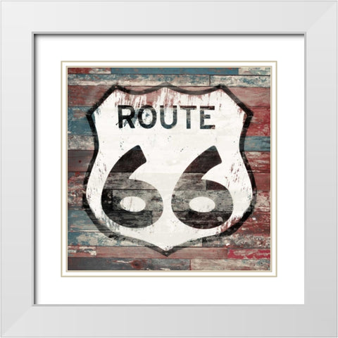 Route 66 sign 1 White Modern Wood Framed Art Print with Double Matting by Grey, Jace