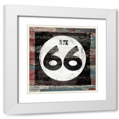 Route 66 sign 2 White Modern Wood Framed Art Print with Double Matting by Grey, Jace