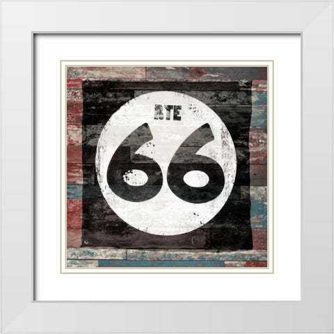 Route 66 sign 2 White Modern Wood Framed Art Print with Double Matting by Grey, Jace