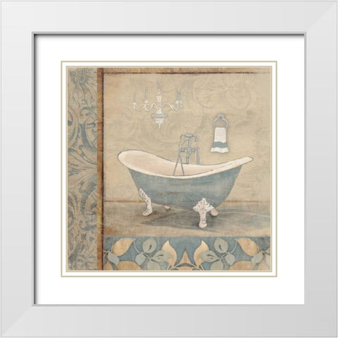 Bath floral pattern blue 2 White Modern Wood Framed Art Print with Double Matting by Grey, Jace