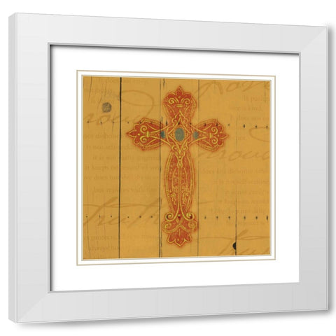 Wood Cross 1 White Modern Wood Framed Art Print with Double Matting by Grey, Jace