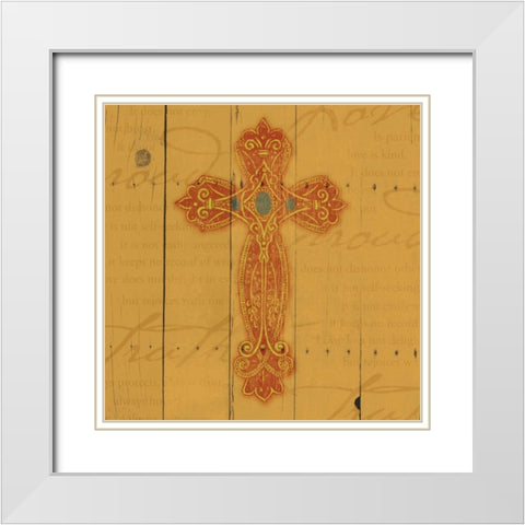 Wood Cross 1 White Modern Wood Framed Art Print with Double Matting by Grey, Jace