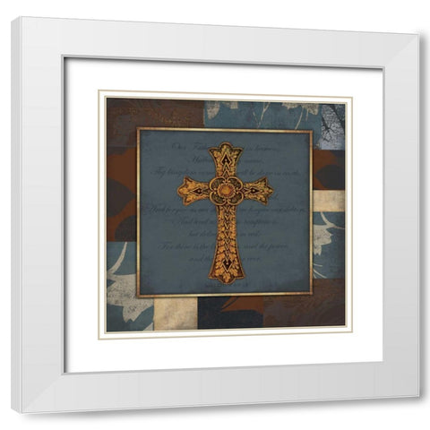 Cross our father White Modern Wood Framed Art Print with Double Matting by Grey, Jace