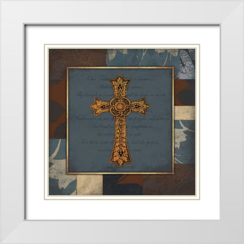 Cross our father White Modern Wood Framed Art Print with Double Matting by Grey, Jace