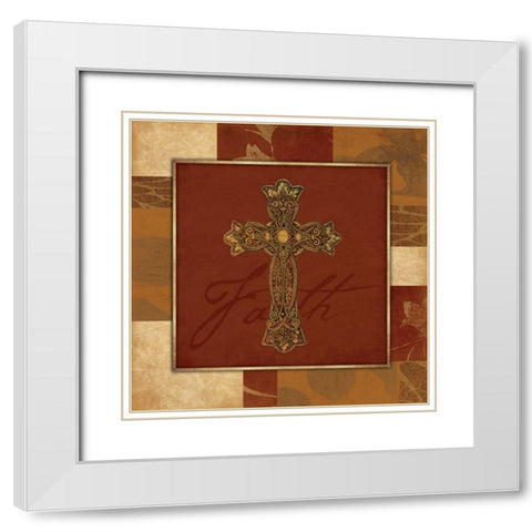 Cross faith White Modern Wood Framed Art Print with Double Matting by Grey, Jace