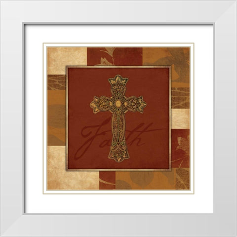 Cross faith White Modern Wood Framed Art Print with Double Matting by Grey, Jace