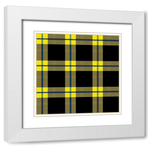Yellow Blue Plaid White Modern Wood Framed Art Print with Double Matting by Grey, Jace