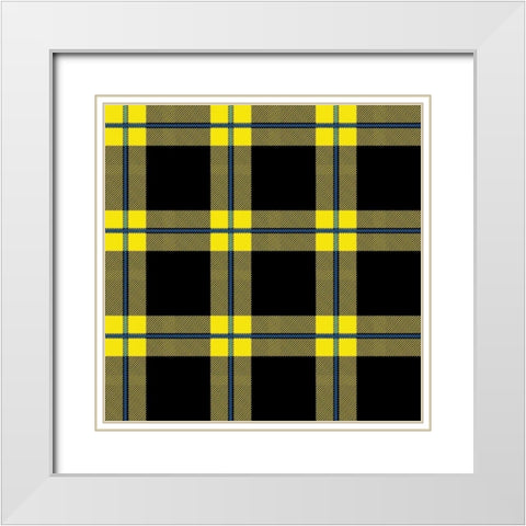 Yellow Blue Plaid White Modern Wood Framed Art Print with Double Matting by Grey, Jace
