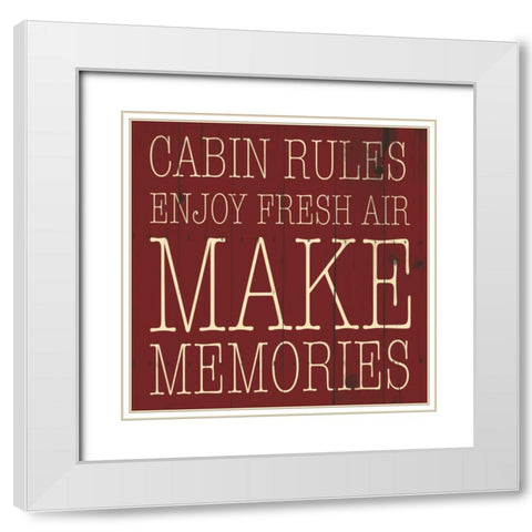 Cabin Rules Enjoy White Modern Wood Framed Art Print with Double Matting by Grey, Jace