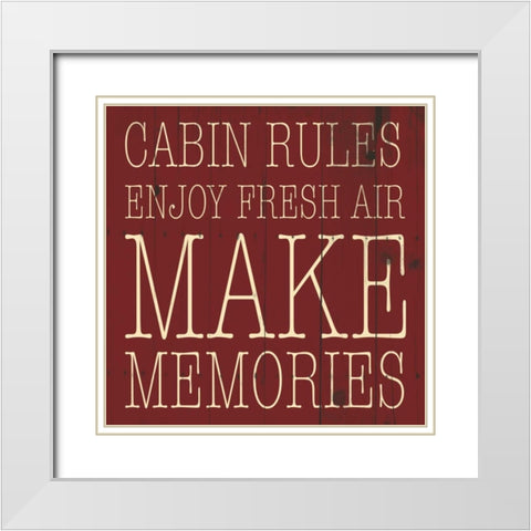 Cabin Rules Enjoy White Modern Wood Framed Art Print with Double Matting by Grey, Jace