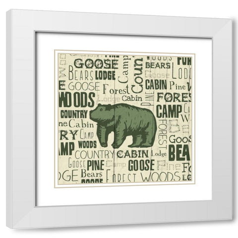 Bear Typography White Modern Wood Framed Art Print with Double Matting by Grey, Jace
