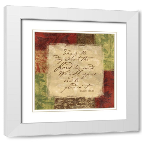 Psalm 118-24 White Modern Wood Framed Art Print with Double Matting by Grey, Jace