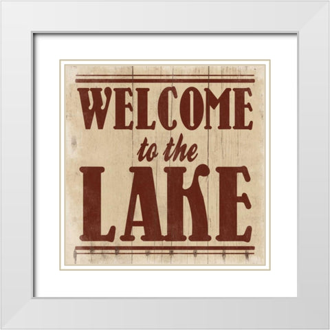 Welcome to The Lake White Modern Wood Framed Art Print with Double Matting by Grey, Jace