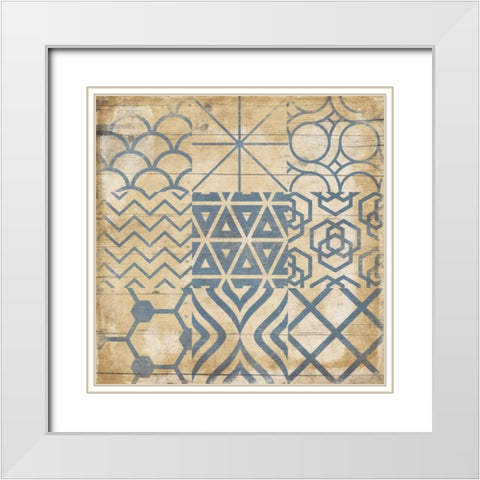 Geo Patch 3 White Modern Wood Framed Art Print with Double Matting by Grey, Jace