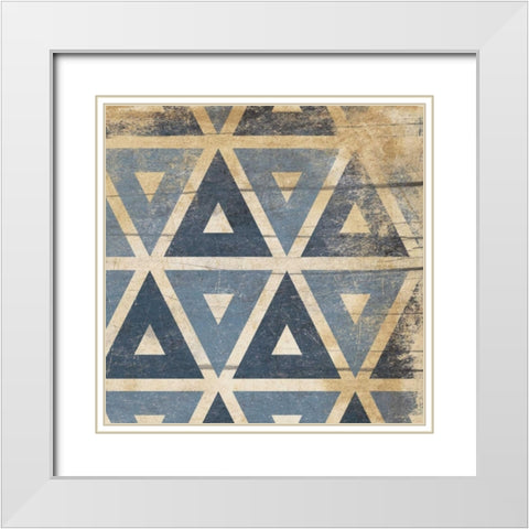 Blue Geo 3 White Modern Wood Framed Art Print with Double Matting by Grey, Jace