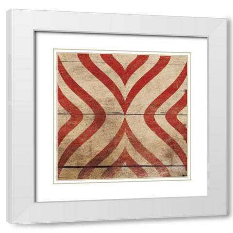 Red Geo 8 White Modern Wood Framed Art Print with Double Matting by Grey, Jace