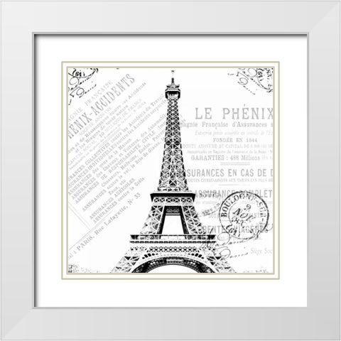 Paris Eiffel White Modern Wood Framed Art Print with Double Matting by Grey, Jace