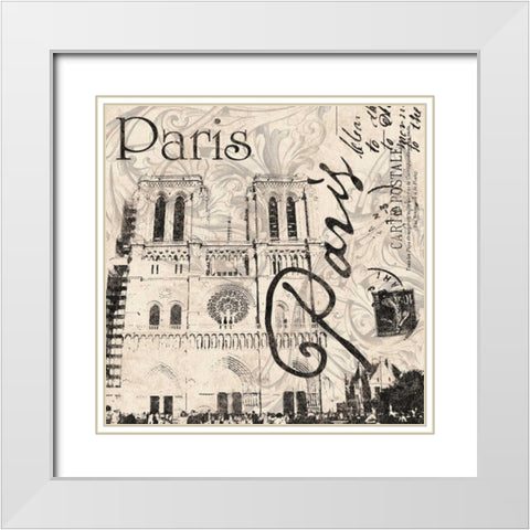 Notre Dame White Modern Wood Framed Art Print with Double Matting by Grey, Jace