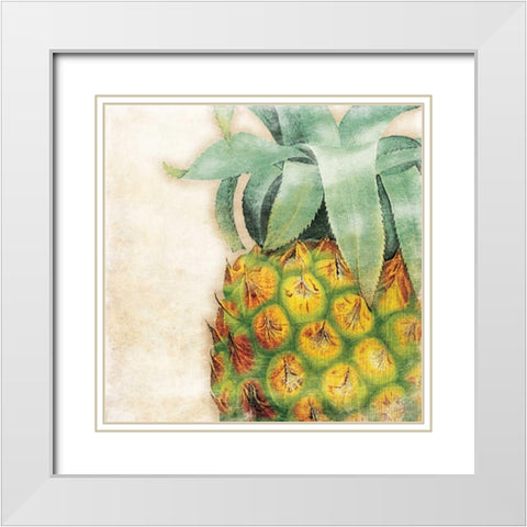 Tropical Pineapple White Modern Wood Framed Art Print with Double Matting by Grey, Jace