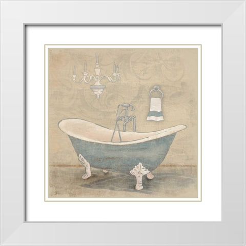 Blue Bath White Modern Wood Framed Art Print with Double Matting by Grey, Jace