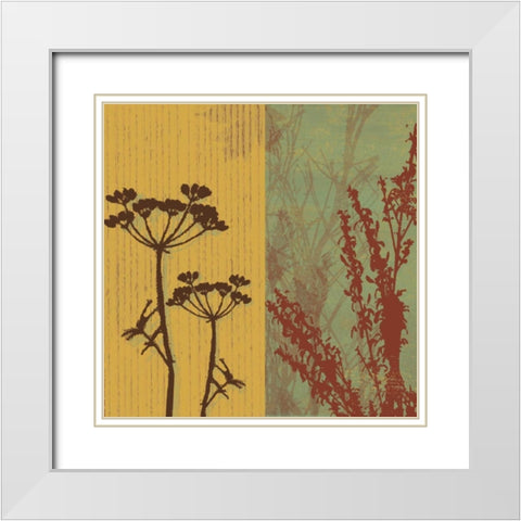 Floral Stripes 2 White Modern Wood Framed Art Print with Double Matting by Grey, Jace