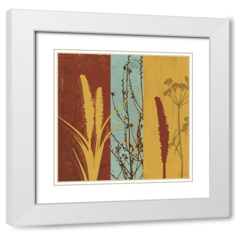 Floral Stripes 3 White Modern Wood Framed Art Print with Double Matting by Grey, Jace