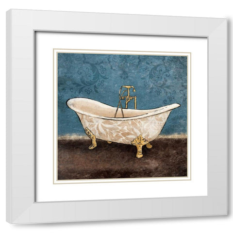 Floral Bath 1 White Modern Wood Framed Art Print with Double Matting by Grey, Jace