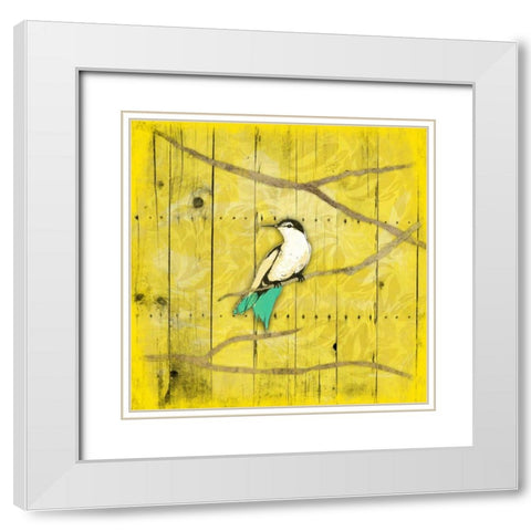 Yellow  Hue Bird 2 White Modern Wood Framed Art Print with Double Matting by Grey, Jace