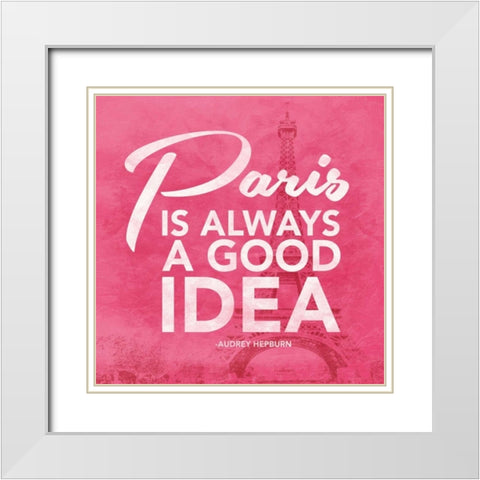 Paris Good White Modern Wood Framed Art Print with Double Matting by Grey, Jace