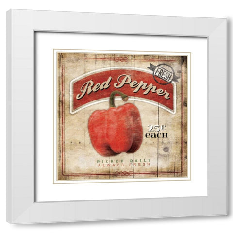 Red Peppers White Modern Wood Framed Art Print with Double Matting by Grey, Jace